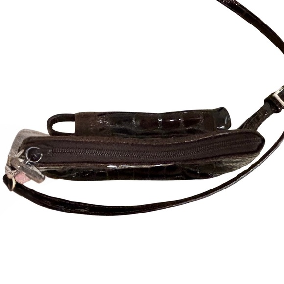Brighton Brown Croc Embossed Crossbody Bag with Silver Buckle - Picture 12 of 14